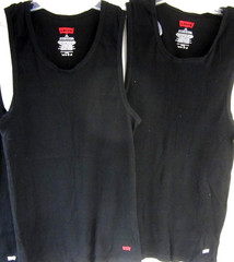 5pk LEVI’S BLACK TANK TOPS, SIZE LARGE (42-44), 60% Cotton / 40% Polyester, NEW