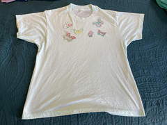 Lot of 6 VTG SINGLE STITCH Yellow Butterfly Print T-Shirts Size L/XL