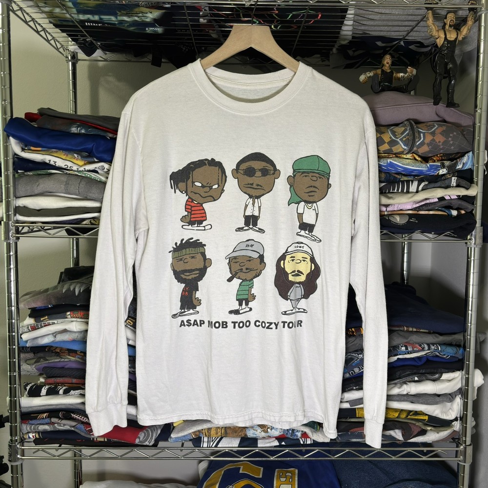 A$AP MOB TOO COZY TOUR 2017 T-Shirt Size M ASAP YAMS RIP rare Long Sleeve