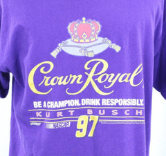 VTG Crown Royal NASCAR Kurt Busch 2005 T Shirt Checkered Flag Sports Racing 97 L