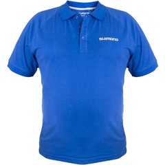 SHIMANO Short Sleeve Polo Shirt Blue Cotton 100% Fishing Sport Surf Casting