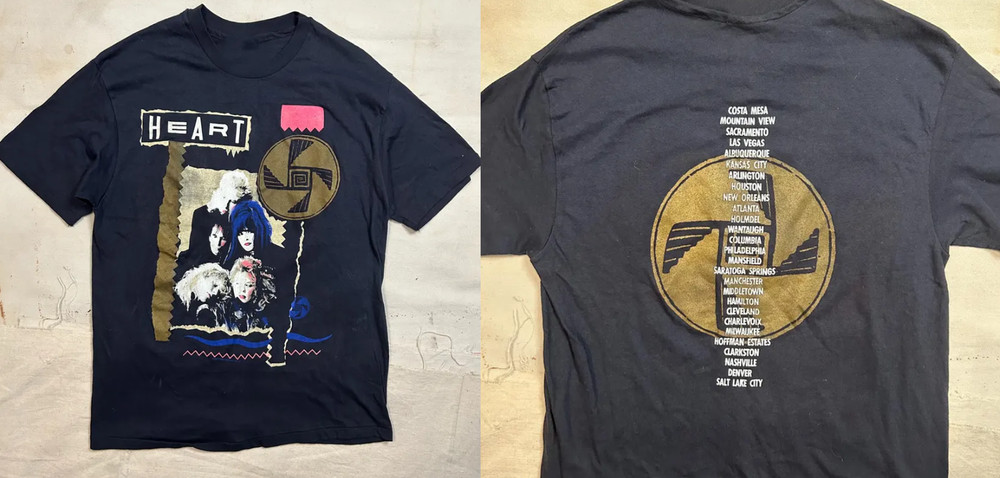 Vintage 1989 Heart Concert Tour Band Black All Size T-Shirt AM593