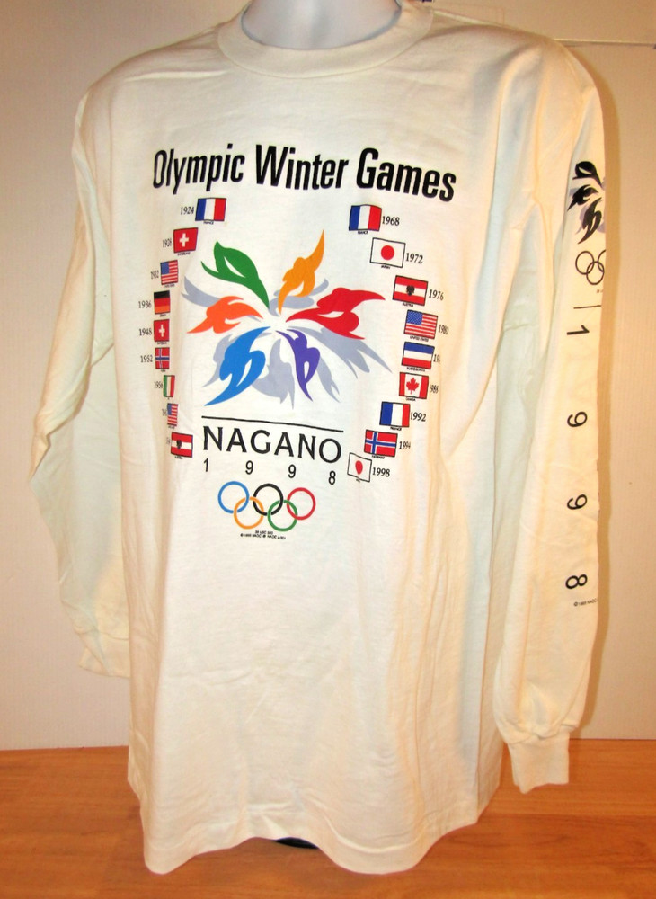 VTG Orig. Nagano 1998 Olympic Winter Games Crew Neck T-Shirt Men’s Large / 42″