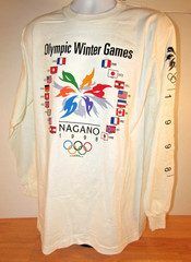 VTG Orig. Nagano 1998 Olympic Winter Games Crew Neck T-Shirt Men’s Large / 42″