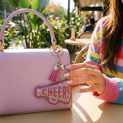 Sparkly Rhinestone Cheer Megaphone Keychain,Bling Cheerleading Key Ring with …