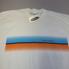 Billabong T Shirt Mens Large White Stripe Logo Graphic Surf Skate USA Made Cotto