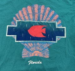 Vintage Florida Seashell Fish Shirt Adult Large Blue Ocean 80’s Single Stitch