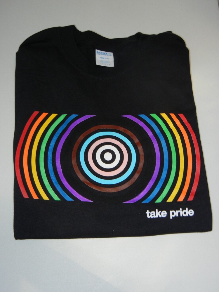 TARGET TAKE PRIDE – BULLSEYE RAINBOW LOGO T-SHIRT BLACK LGBTQ cotton/POLY L