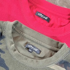 CITYLAB City Lab Lot of 2 Fitted Thermal Crewneck Shirt Red and Camo Size 2XL
