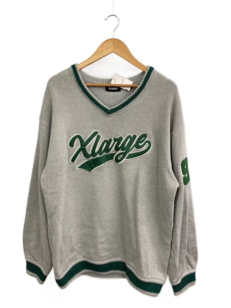 X-LARGE Knit Sweater (Thick), XL, Cotton, Gray, 101223015003