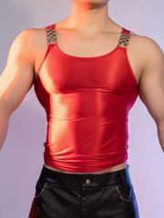 Sexy T-shirts Oil Glossy Shiny Stretch Shiny Sheer See Through Vest Tank Tops