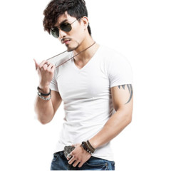 La Camisa De Manga Camiseta Corta De Algodón Para Hombres Verano Casual Cuello V