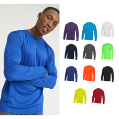 AWDis Just Cool Long Sleeve T-Shirt -Men Polyester Gym/Summer/Sports/Running Tee