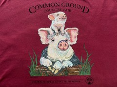 COMMON GROUND FAIR T SHIRT FARMING MAINE 2XL CUTE PIGS ORGANIC COTTON USA