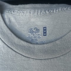 Fruit of the Loom beige t-shirt with embroidered grasshopper on pocket, size M