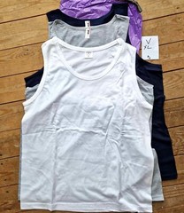 XL Vests Mens 3x Sleeveless 100% Cotton Tank Top Gym Pack Plain A GREYWHITENAVY