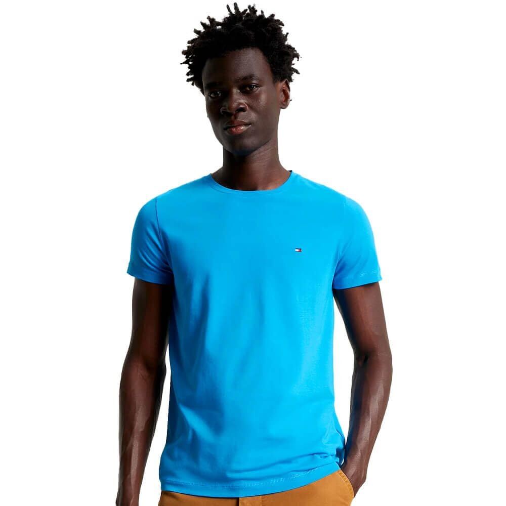 Tommy Hilfiger Mens Stretch Slim Fit Crewneck T Shirt Cerulean Aqua Blue XXL 2XL