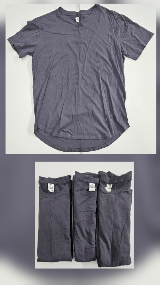 New 3 Pack Pro Club Men’s Lightweight Longline Scoop Hem T-Shirts, S,L, XL, Gray