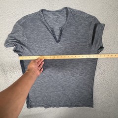 John Varvatos Shirt Mens XL Gray Henley Cotton Acrylic Blend Casual Preppy