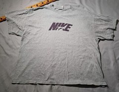 Vintage Nike Shirt Men XL Gray Solid Graphic Print Spellout Casual Y2k Tee