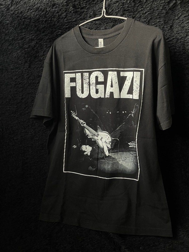 90s Fugazi Rare Design Black Short Sleeve T shirt Retro tee Rock tee NH28656