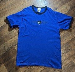 Vintage Nike Blue Logo Center Swoosh And Wings T-Shirt Large