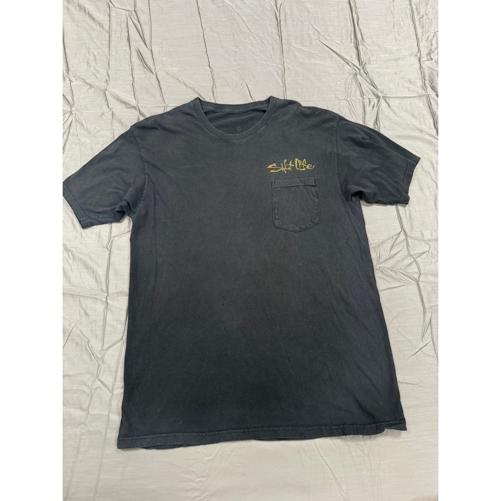 Salt Life Mens Black Anchor Graphic Pocket T-Shirt Live Salty Size L
