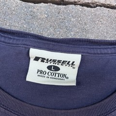 Vintage Russell Athletic Pro Cotton Pocket T-Shirt Blue Men’s Large Blank Faded