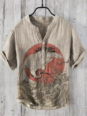 Mens Short Sleeve T-shirt Tops Ladies Cotton Linen Casual Shirt Loose Blouse Tee