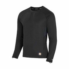 Carhartt Force Midweight Micro-Grid Long-Sleeve Base Layer Top, Black, Large,