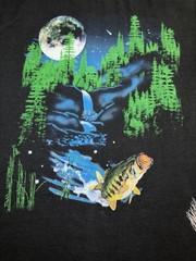 Vintage 90s Animals Nature Fish Wolf Bear T-Shirt Wrap Around Graphic Size LG