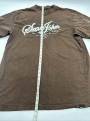 Sean John T-Shirt Men 2XL Brown Graphic Print Logo Embroidered ..#29914