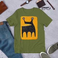 Straight Cut Monster Folk Art Comfort Tee Creature Unique Design