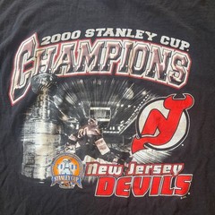 Vintage 2000 New Jersey Devils Stanley Cup Champions T-Shirt NHL Hockey Black XL