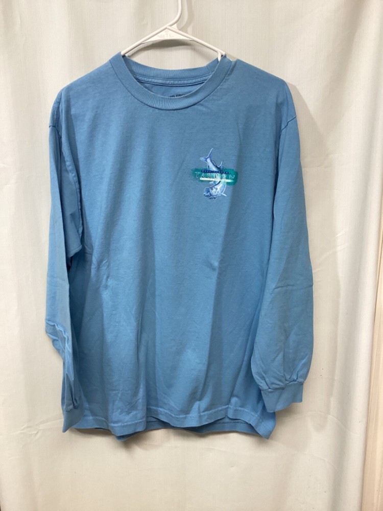 Reel Legends Tarpon Blue Large Long Sleeve Cotton T Shirt T10