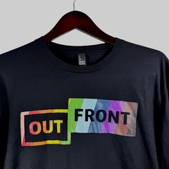 District Perfect Tri Long Sleeve Shirt Black Out Front Rainbow Pride Mens Large