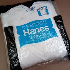 Hanes Vintage Comfort Blend T-Shirts V Neck Men’s M Undershirt NOS 1984 Made USA