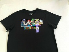 Super Mario W/ Luigi Wario Waluigi Mens Stretch Black ShortSleeve T-Shirt Sz 2XL