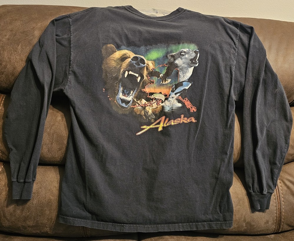 Rare Harley Davidson L/S XL FAIRBANKS ALASKA Wolf/Orca/Bear/Eagle/Salmon/Moose
