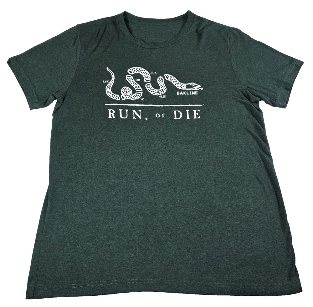Bakline Run or Die Marathon Running Shirt Mens Large L Green Tri-blend Brooklyn
