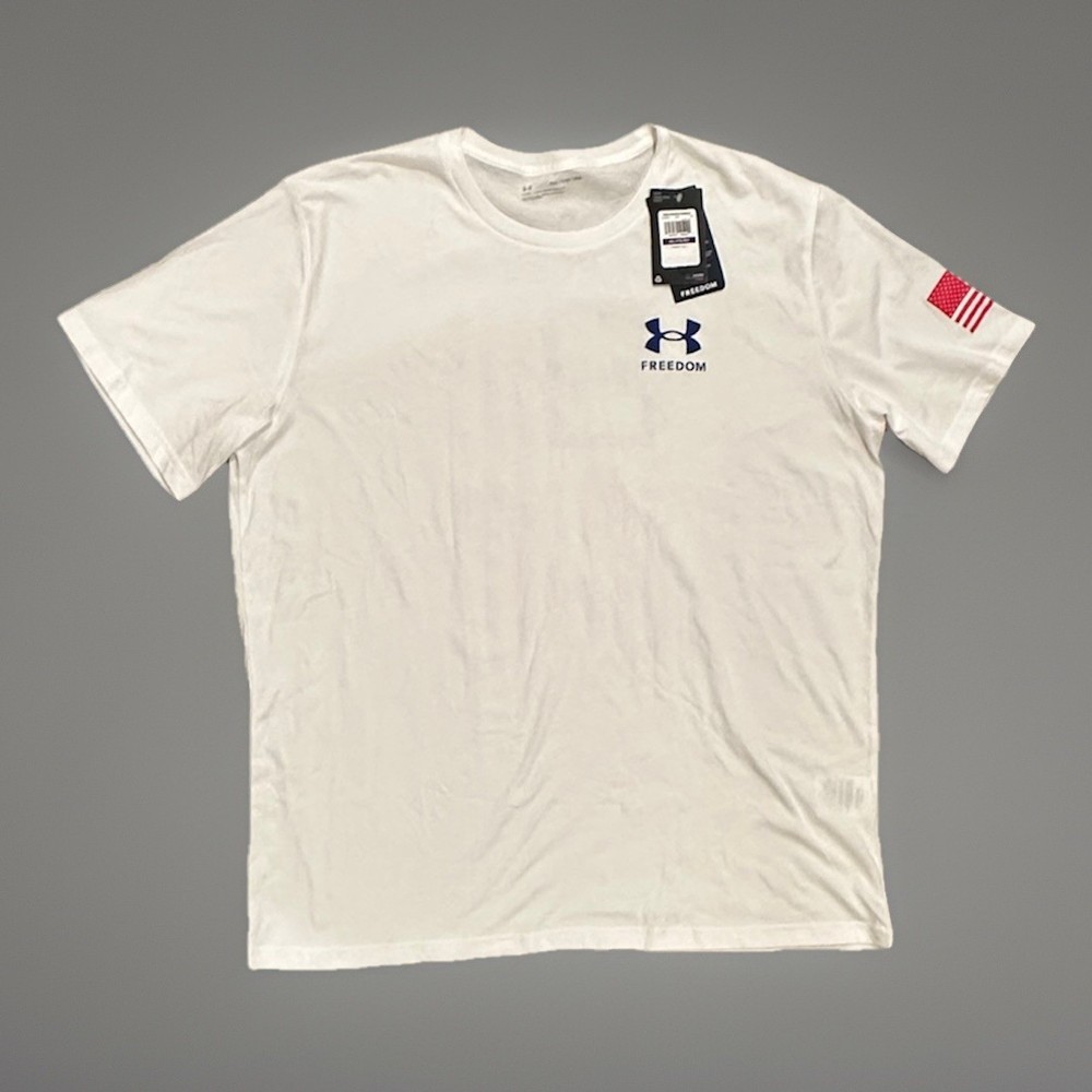 Under Armour Freedom Flag T-Shirt – Men’s, White/Royal, 2XL, #1370810 **NEW**