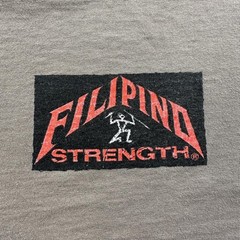 Vintage Filipino Strength T-Shirt Mens Medium Beige Pinoy Spirit Dog Warrior 90s