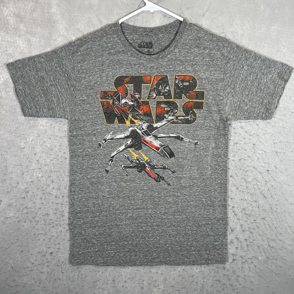 A1 Star Wars X Wing Fighter Movie Promo T Shirt Adult Medium Gray Mens