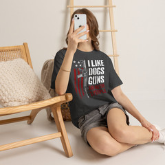 I Like Dogs Guns and Maybe 3 People Patriotic Graphic T-Shirt
