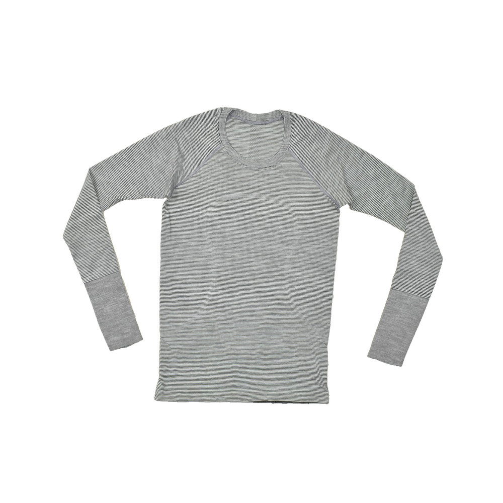 Lululemon Metal Vent Tech 1.0 Striped Black White Long Sleeve Tee Shirt Size 8