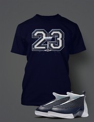 23 Graphic Sneaker Tee Shirt Complements J’s 15 OBSIDIAN Shoe Big Tall Navy T