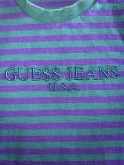 GUESS ASAP A$AP Originals Men’s Purple Green Striped Logo T-Shirt Size M