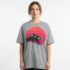 Badger Sunset Retro Wildlife Animal Nature Vintage Grunge t-shirt Outdoor Tee