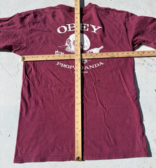Men’s Obey T-Shirt Red Propaganda Logo L Streetwear Art Skull Graffiti HOLE 90s