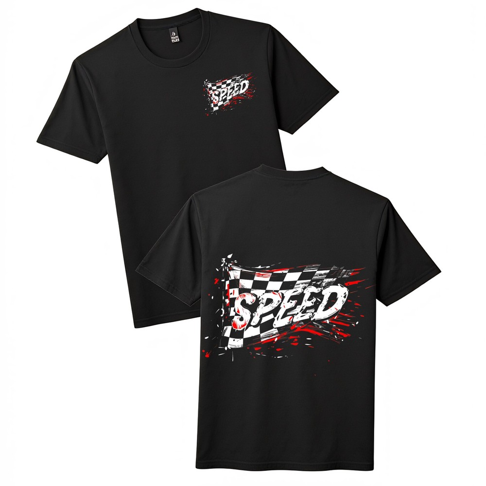Speed Racing Checkered Flag T-Shirt, Vintage Motorsport & Race Fan Graphic Tee